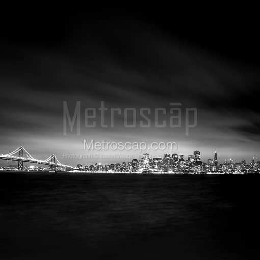 Matte Black MDF Framed Black and White San Francisco Photograph: A Blanket of Fog Hovers above Downtown San Francisco in a Square Matte Black MDF Frame