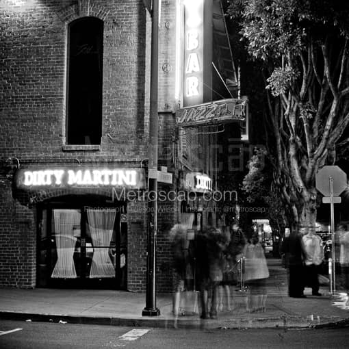 Matte Black MDF Framed Black and White San Francisco Photograph: The Dirty Martini Bar in a Square Matte Black MDF Frame