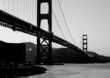 Golden Gate Bridge At Dusk Black and White Horizontal Golden Gate Bridge At Dusk black and white