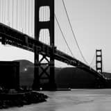 Golden Gate Bridge At Dusk Black and White Square Golden Gate Bridge At Dusk black and white