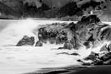 Single Sea Gull On Rocks Pacific Ocean Black and White Horizontal Single Sea Gull On Rocks Pacific Ocean black and white