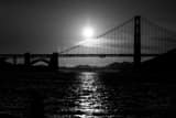 Sunsets Behind Golden Gate Bridge Black and White Horizontal Sunsets Behind Golden Gate Bridge black and white