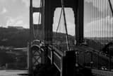 Us 101 Crosses Golden Gate Bridge Black and White Horizontal Us 101 Crosses Golden Gate Bridge black and white
