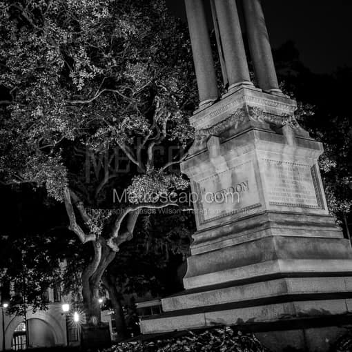 Matte Black MDF Framed Black and White Savannah Photograph: The Gordon Monument in Wright Square in a Square Matte Black MDF Frame