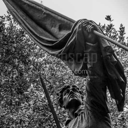 Matte Black MDF Framed Black and White Savannah Photograph: William Jasper Flag Monument in a Square Matte Black MDF Frame