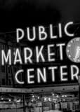 Public Market Center Sign Black and White Vertical Public Market Center Sign black and white