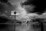Road End Sign Elliot Bay Black and White Horizontal Road End Sign Elliot Bay black and white