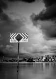 Road End Sign Elliot Bay Black and White Vertical Road End Sign Elliot Bay black and white