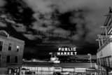 Seattle Public Market Sign Black and White Horizontal Seattle Public Market Sign black and white