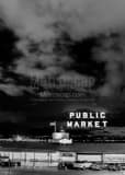 Seattle Public Market Sign Black and White Vertical Seattle Public Market Sign black and white