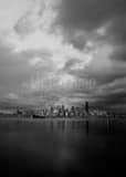 Seattle Skyline Puget Sound Black and White Vertical Seattle Skyline Puget Sound black and white