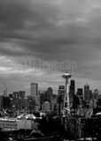Seattle Skyline Queen Anne Hill Black and White Vertical Seattle Skyline Queen Anne Hill black and white