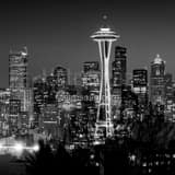 Seattle Skyline Space Needle Black and White Square Seattle Skyline Space Needle black and white