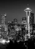 Seattle Skyline Space Needle Black and White Vertical Seattle Skyline Space Needle black and white