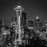Seattle Space Needle Black and White Square Seattle Space Needle black and white