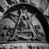 Anheuser Busch Logo In Stone Black and White Square Anheuser Busch Logo In Stone black and white
