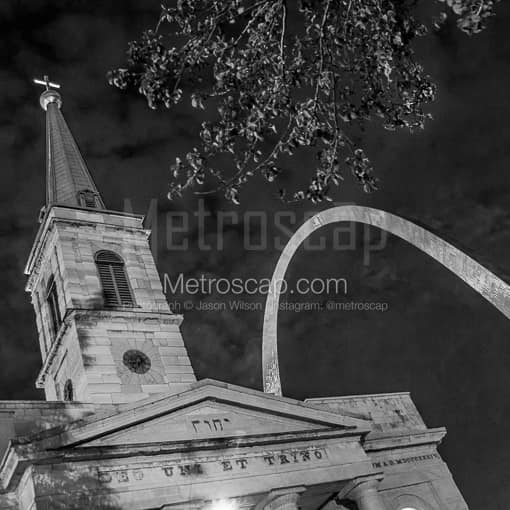 Matte Black MDF Framed Black and White St Louis Photograph: The Basilica of St Louis in a Square Matte Black MDF Frame