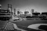 Busch Stadium St Louis Skyline Black and White Horizontal Busch Stadium St Louis Skyline black and white