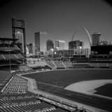 Busch Stadium St Louis Skyline Black and White Square Busch Stadium St Louis Skyline black and white