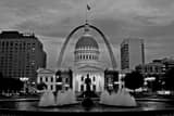 Gateway Arch Old Courthouse Black and White Horizontal Gateway Arch Old Courthouse black and white