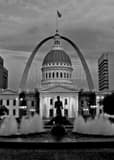 Gateway Arch Old Courthouse Black and White Vertical Gateway Arch Old Courthouse black and white