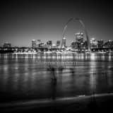 Gateway Arch Over St Louis Skyline Black and White Square Gateway Arch Over St Louis Skyline black and white