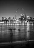 Gateway Arch Over St Louis Skyline Black and White Vertical Gateway Arch Over St Louis Skyline black and white