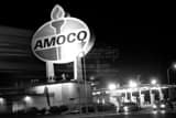 Giant Amoco Sign Black and White Horizontal Giant Amoco Sign black and white