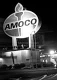 Giant Amoco Sign Black and White Vertical Giant Amoco Sign black and white