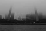 St Louis Arch In Fog Black and White Horizontal St Louis Arch In Fog black and white