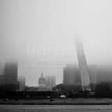 St Louis Arch In Fog Black and White Square St Louis Arch In Fog black and white