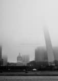 St Louis Arch In Fog Black and White Vertical St Louis Arch In Fog black and white