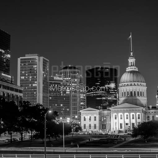 Matte Black MDF Framed Black and White St Louis Photograph: The St Louis County Courthouse Building in a Square Matte Black MDF Frame