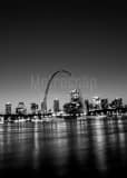 St Louis Skyline Along Mighty Mississippi Black and White Vertical St Louis Skyline Along Mighty Mississippi black and white
