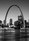St Louis Skyline Under Arch Black and White Vertical St Louis Skyline Under Arch black and white