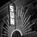 Sun Theater Sign Black and White Square Sun Theater Sign black and white