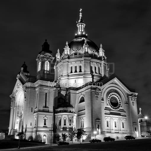 Matte Black MDF Framed Black and White St Paul Photograph: The St Paul Cathedral in a Square Matte Black MDF Frame