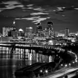 St Paul Skyline Night Black and White Square St Paul Skyline Night black and white