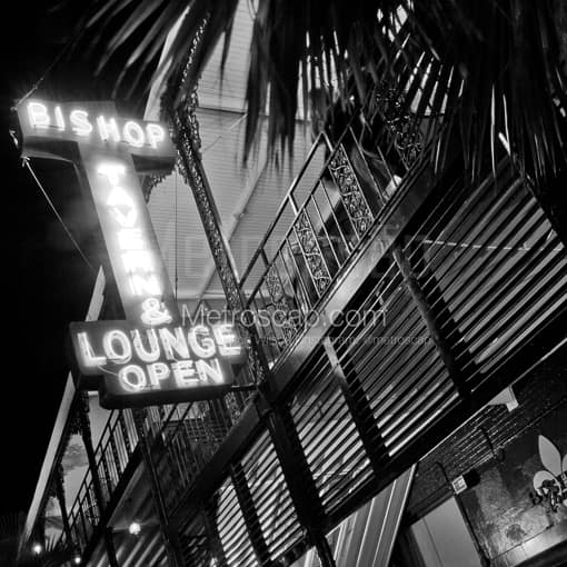 Matte Black MDF Framed Black and White St Petersburg Photograph: The Bishop Tavern and Lounge in a Square Matte Black MDF Frame