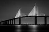 St Pete Sunshine Skyway Bridge Tampa Bay Black and White Horizontal St Pete Sunshine Skyway Bridge Tampa Bay black and white