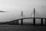 Sunshine Skyway Bridge Over Tampa Bay At Dusk Black and White Horizontal Sunshine Skyway Bridge Over Tampa Bay At Dusk black and white