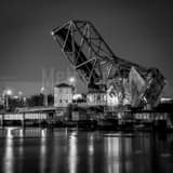 Cass Street Train Bridge Black and White Square Cass Street Train Bridge black and white