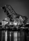 Cass Street Train Bridge Black and White Vertical Cass Street Train Bridge black and white