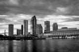 Downtown Tampa Skyline At Dusk Black and White Horizontal Downtown Tampa Skyline At Dusk black and white