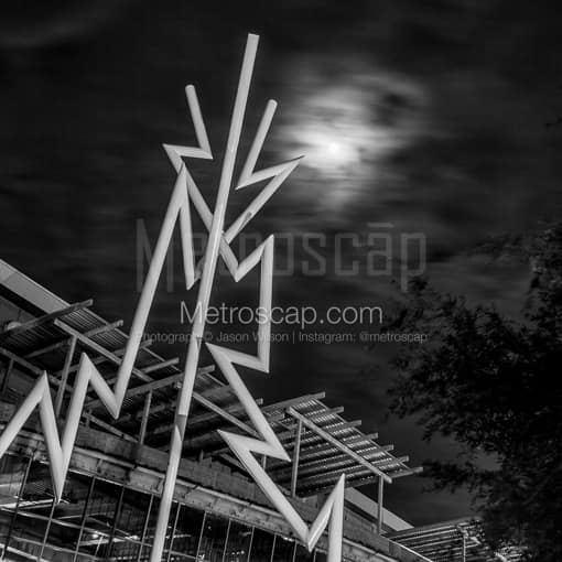 Matte Black MDF Framed Black and White Tampa Photograph: The Tampa Bay Lightening Bolts in a Square Matte Black MDF Frame