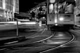 Taxi And Street Car Channelside Black and White Horizontal Taxi And Street Car Channelside black and white