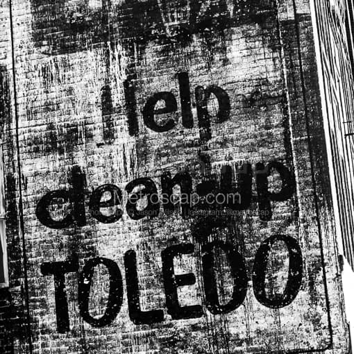 Matte Black MDF Framed Black and White Toledo Photograph: Help Clean Up Toledo in a Square Matte Black MDF Frame