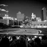 Toledo Skyline Fifth Third Field Black and White Square Toledo Skyline Fifth Third Field black and white