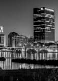 Toledo Skyline From Thomas Edison Park Black and White Vertical Toledo Skyline From Thomas Edison Park black and white