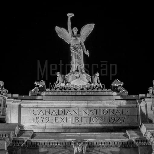 Matte Black MDF Framed Black and White Toronto Photograph: The Canadian National Exhibition Entrance in a Square Matte Black MDF Frame